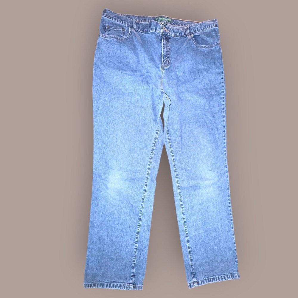 Vintage Ralph Lauren Jeans Co Women's Straight Leg Denim Blue Jeans Size 14p